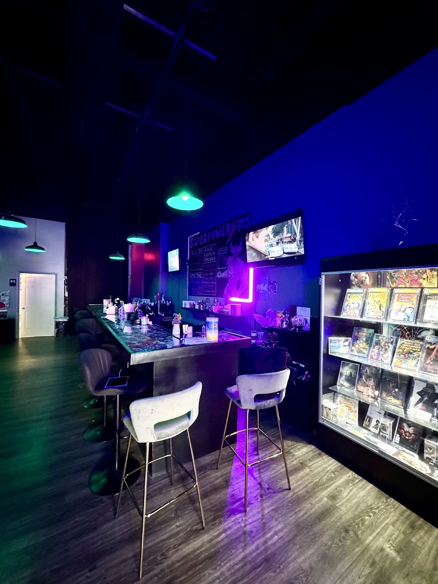 Inside Komic Kava, comic-themed non-alcoholic bar, Boca Raton